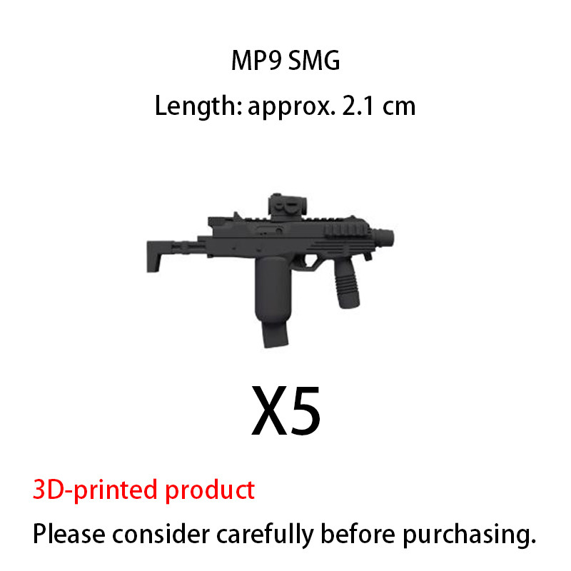Military 3D-Printed Gun Building Blocks Troop Equipment Submachine Pistol HK416 Rifle Figure