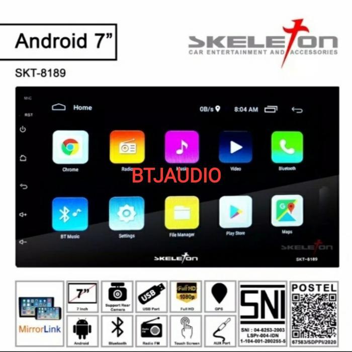HEAD UNIT TAPE MOBIL DOUBLE DIN ANDROID SKELETON LAYAR 7 INCH
