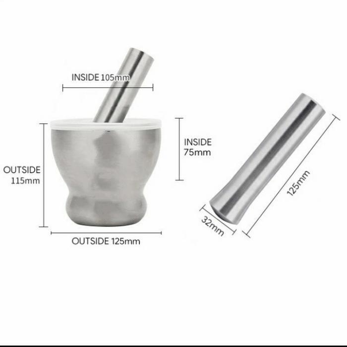 Baru Tumbukan Obat Stainless Steel / Ulekan / Cobekan