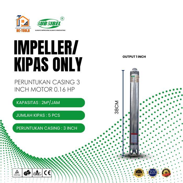 Impeller/Kipas Only Pompa Air Submersible 3 Inch 0.16Hp Output 1 Inch 2M/Jam