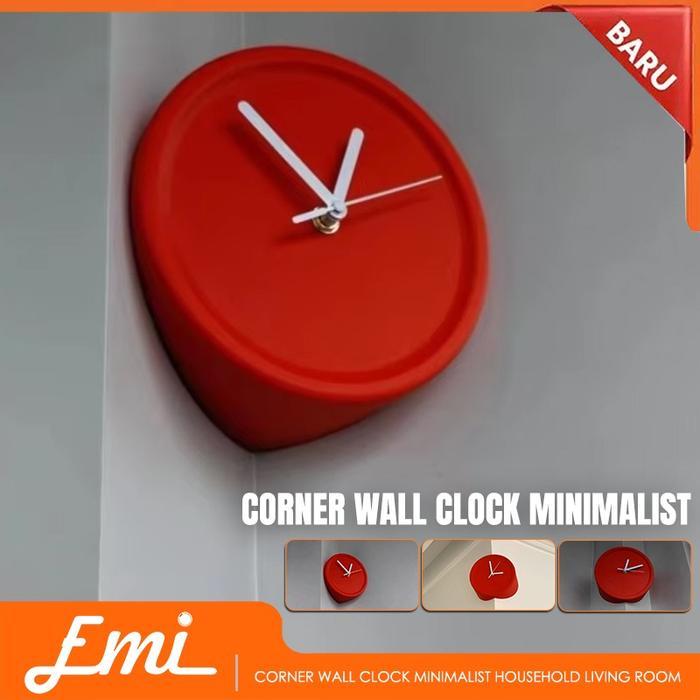 Jam Dinding Sudut Minimalis Corner Silent ll Clo Non-Tiing Dekorasi ah