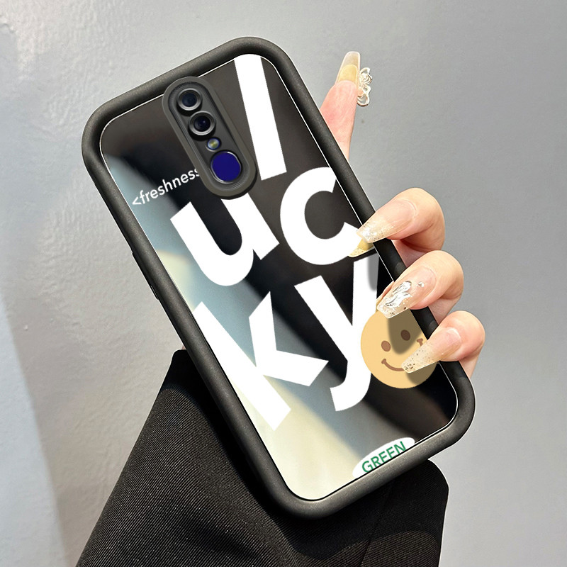 Casing Hp OPPO F11 F11 Pro A9 2019 A9x Case LUCKY letter Kasing Anti Cepat Rusak silikon Cesing Mirr