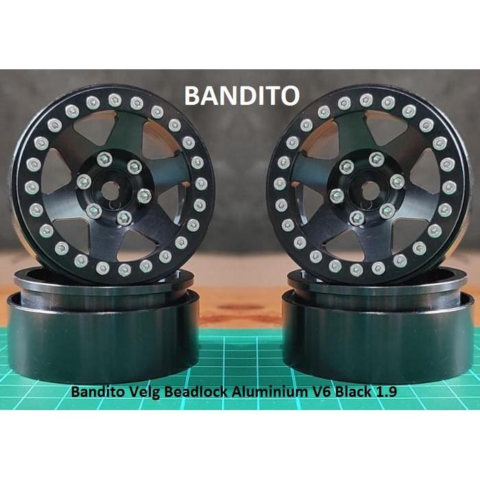 Bandito Velg Beadlock Aluminium V6 Black 1.9 SCX10 RGT FREEMEN