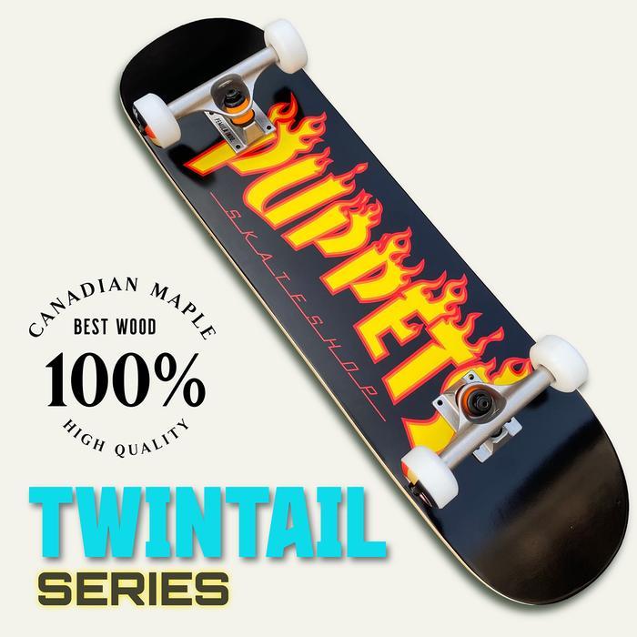 Puppets skateboard fullset flaming thrasher Olahraga