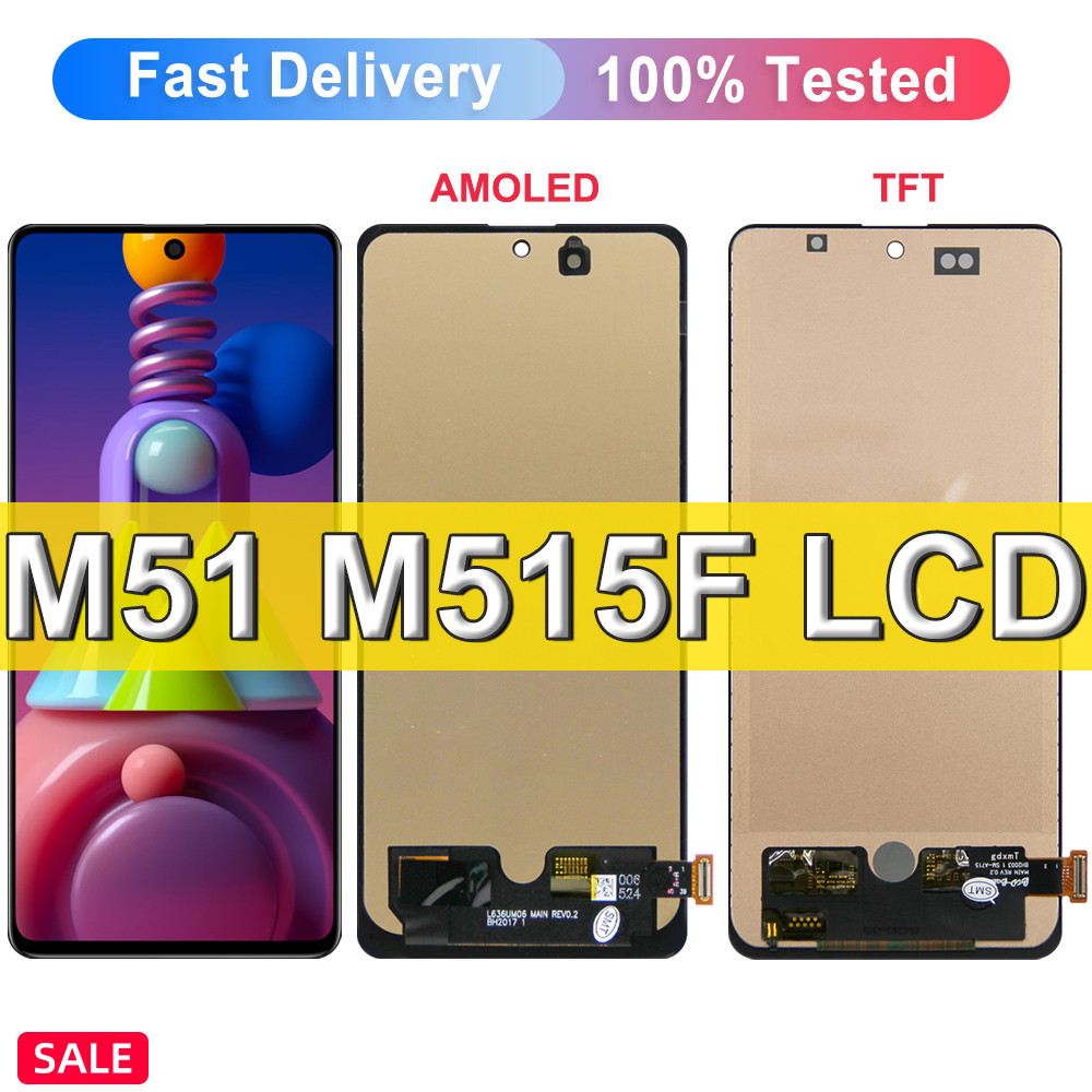 AMOLED TFT M51 Display Screen with Frame, for Samsung Galaxy M51 M515 M515F Lcd Display Touch Screen