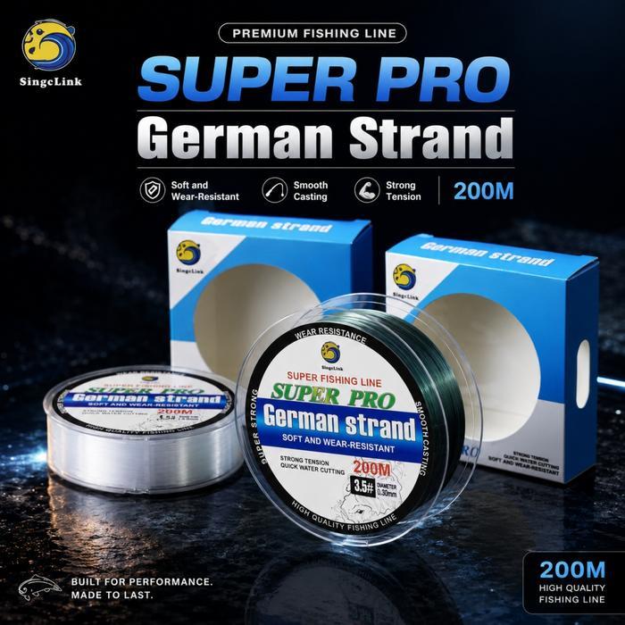 Bingolife Senar Pancing 200M Nylon Line Germany Fishing Line Bahan Tahan Invisible Bahan Tahan Lama