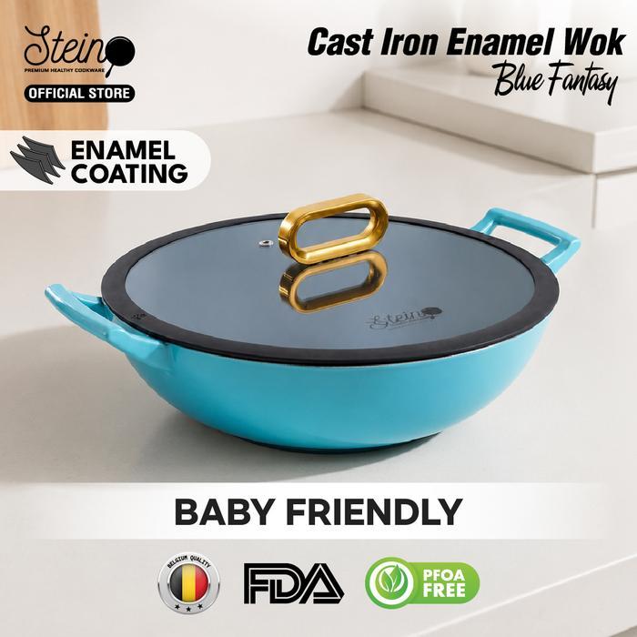 Stein Cast Iron Wok Inner Coating Enamel Belgium Non-Stick