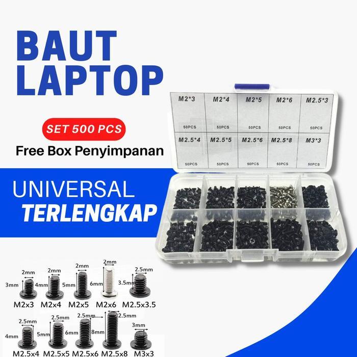 Baut Mur Screw Laptop Universal 500pcs Set kit