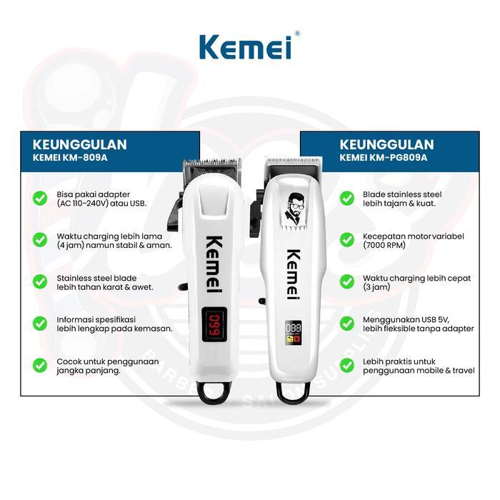 Hair Clipper Kemei 809A Alat Mesin Cukur Rambut Original KM 809A / Kemei PG 809A Alat cukur rambut