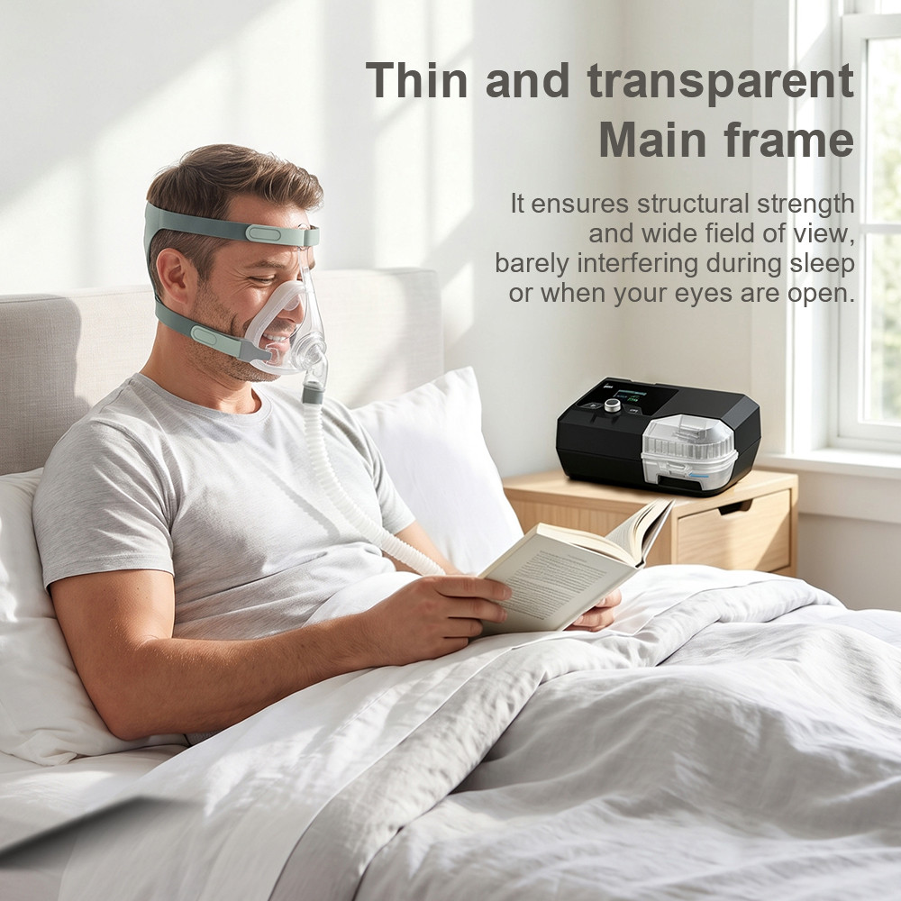 BMC F5 CPAP Full Face Mask & BiPAP Mask with 360 Swivel Quick Release Clear Frame for Mouth
