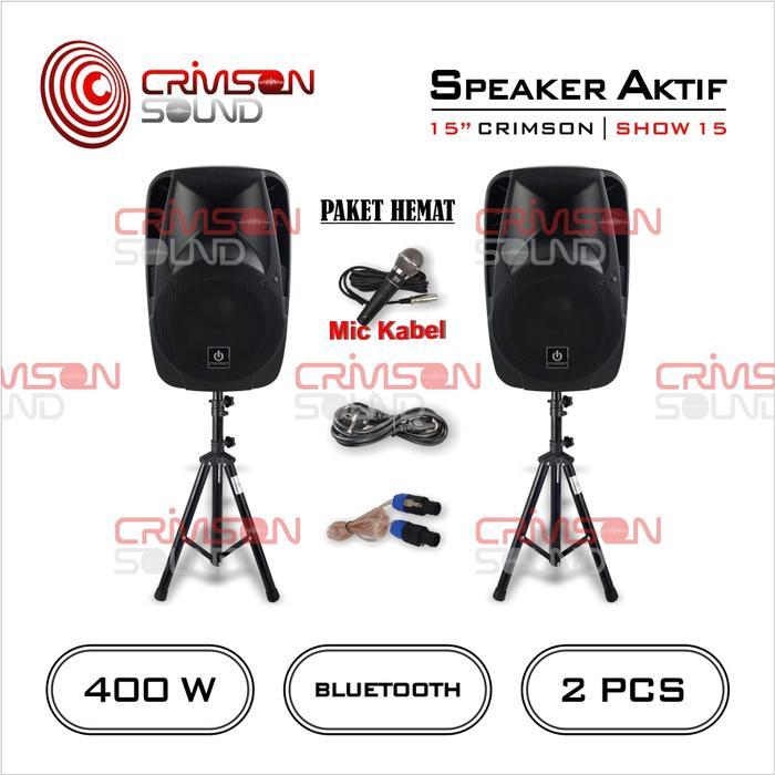 PAKET KOMPLIT SPEAKER AKTIF PASIF CRIMSON 15 inch BLUETOOTH FREE MIC SHOW 15
