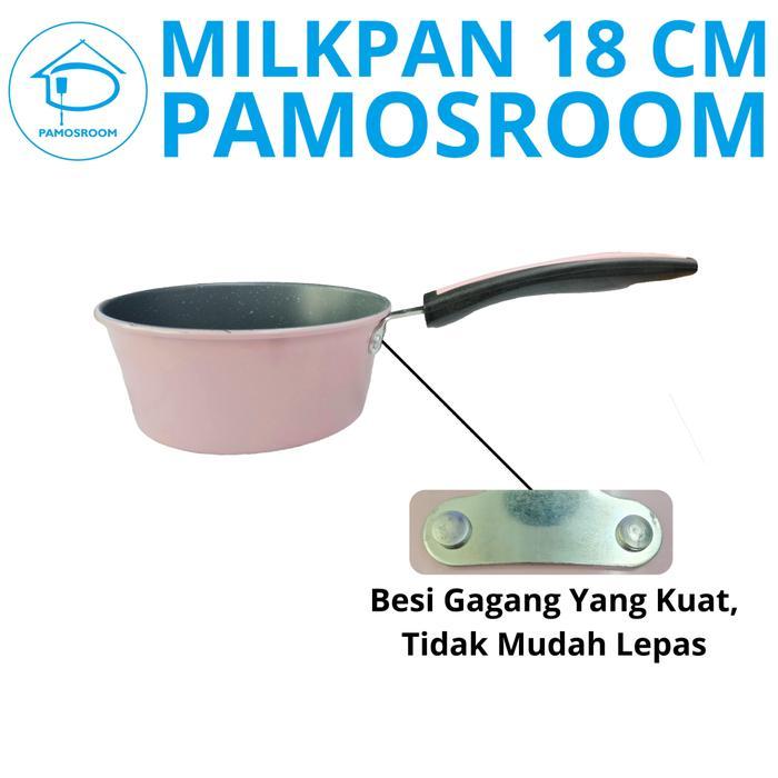 Pamosroom Milk Pan Granit Marble 18Cm Panci Susu Keramik Sauce Pan Marble Anti Lengket Tebal