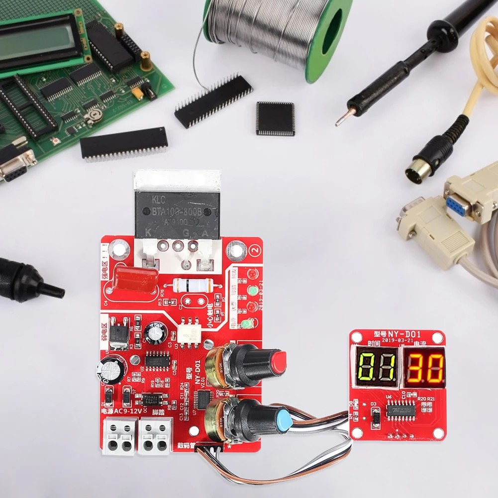 Spot Welder ontroller Adjustable Time urrent Spot Welder ontrol Board Digital Display Portable DIY