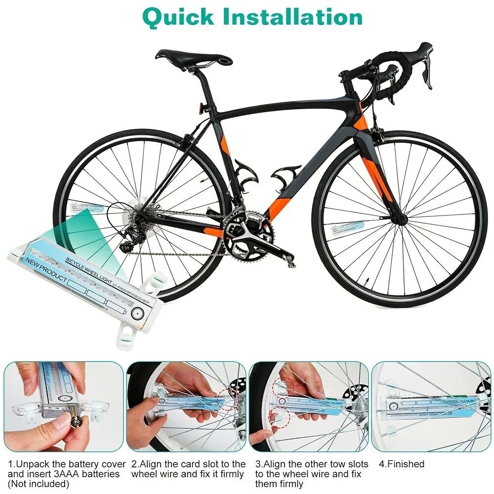 Wheel Light MTB Road Spoke Light Without Battery Shock Induction Colorful Spoke Warning Signal Lamp