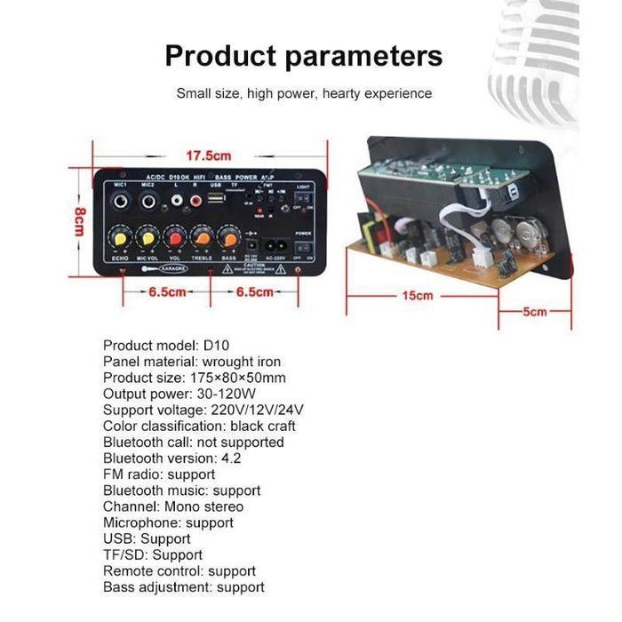 Amplifier Bass Penuh Subwoofer Amplifier Mini Bluetooth 8-12 Inci Amplifier untuk Speaker AC 220V