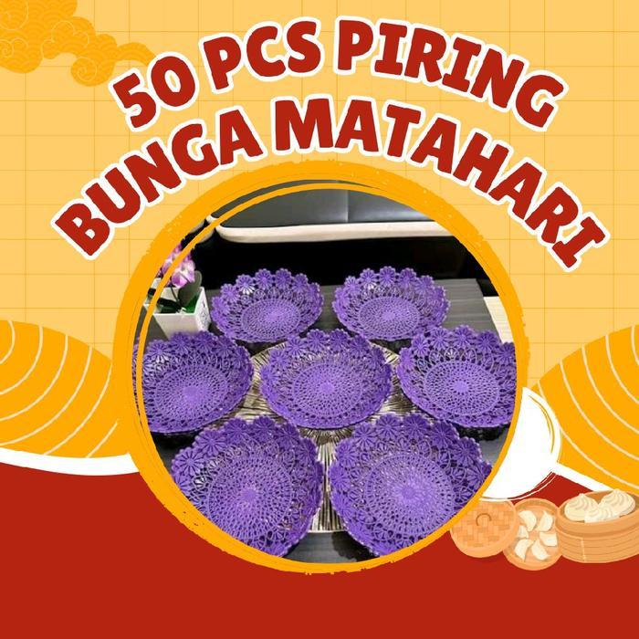PREMIUM 50 PCS Piring Rotan Plastik Bunga Matahari Kitchenware