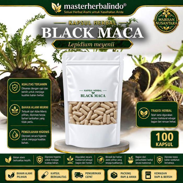 Black Maca Akar Maca Hitam Ekstrak Kapsul Curah Herbal 200 Kapsul 600 mg Lepidium meyenii
