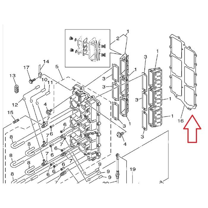 GASKET MANIFOLD 200HP 2TAK 200PK 200AET YAMAHA