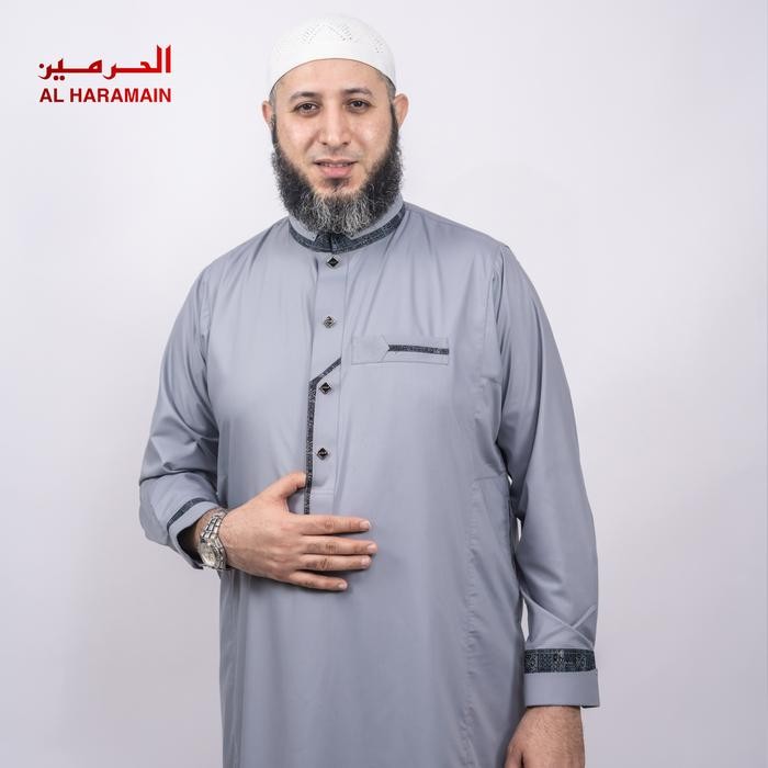 k468 Al Haramain Jubah / Gamis Pria Remaja & Dewasa Slimfit Kombinasi (Lgh 004) Coklat Kopi