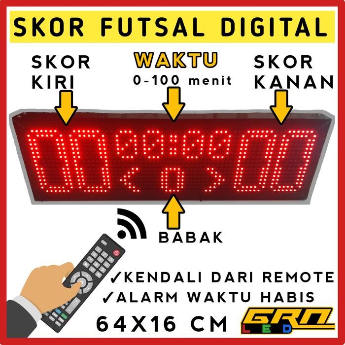 TERLARIS SKOR FUTSAL DIGITAL SCOREBOARD WIRELESS PAPAN SKOR REMOT WARNA MERAH READY STOCK