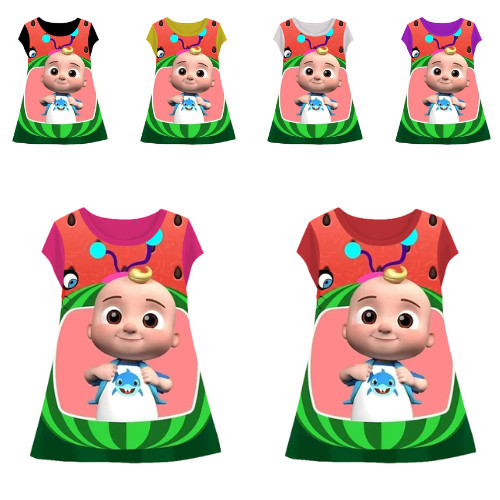 Baju Dress Anak Cocomelon 3D Model 3 Tunik Beragam Warna Untuk Perempuan Usia 1-12 Tahun - Saga Spor