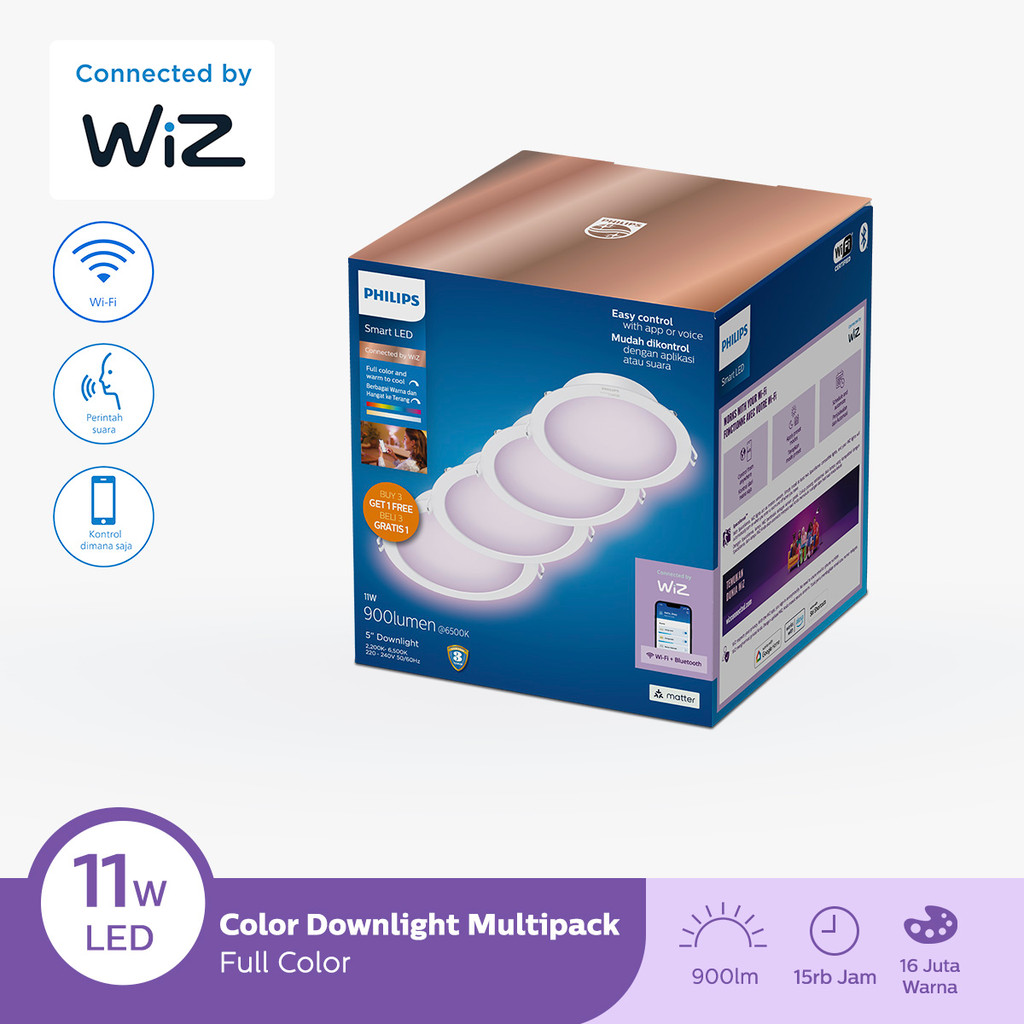 Philips  Multipack Smart Wifi LED Downlight RGB Color 11W