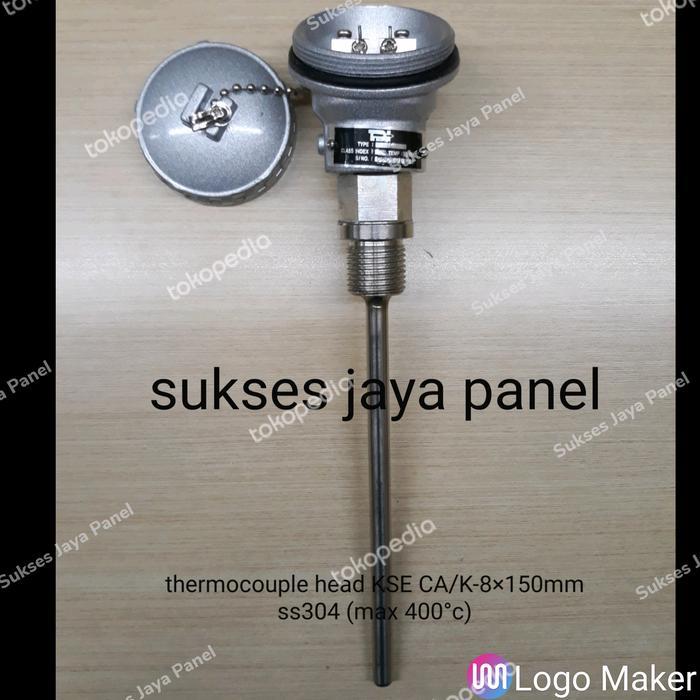NEW Thermocouple head CA/K-1/2" 8150mm. material ss-304. max suhu 400C. sensor panas