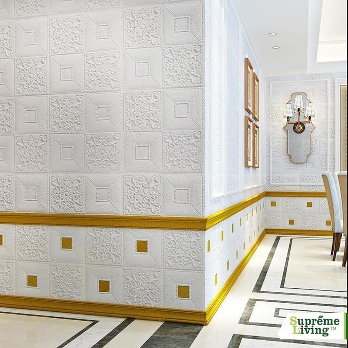 BATIK KUBIK Wallpaper 3D Foam Stiker Emboss Peredam Udara Suara Dindin