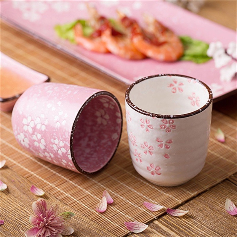 Ceramic Sakura Underglaze Kung Fu Tea Set Drinking Tea Cup Single Household Porcelain Cup Water Cup 