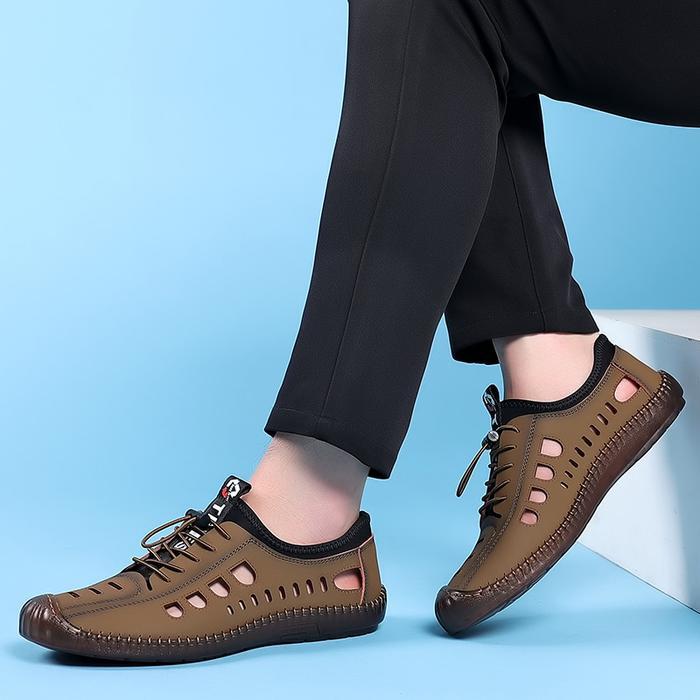 [Pamate] Sepatu Casual Pria Slip On Anti Slip Nyaman & Praktis Kerja,Kulit Tahan Lama Flat Shoes