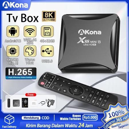 Akona Android TV Box 8K Ram 4gb Rom 32gb TV Box Digital Wifi 5G/2.4G Android13 OS Set Box Android TV