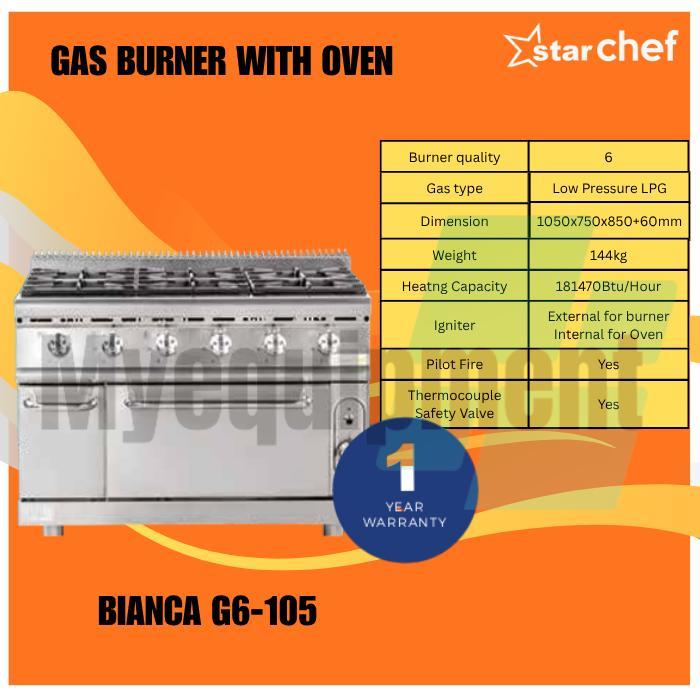 GAS BURNER WITH OVEN STARCHEF BIANCA-G6-105