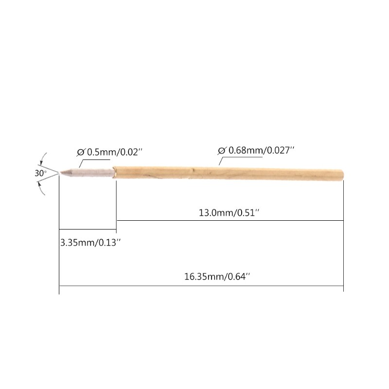100Pcs/Bag Spring Test Probe Pogo Pin P50-B1 Dia 0.5mm Length 16.35mm