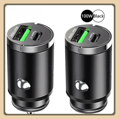 New 100W Car Charger Type C Dual Usb Fast Charging 15 Pro Socket Lighter Charger