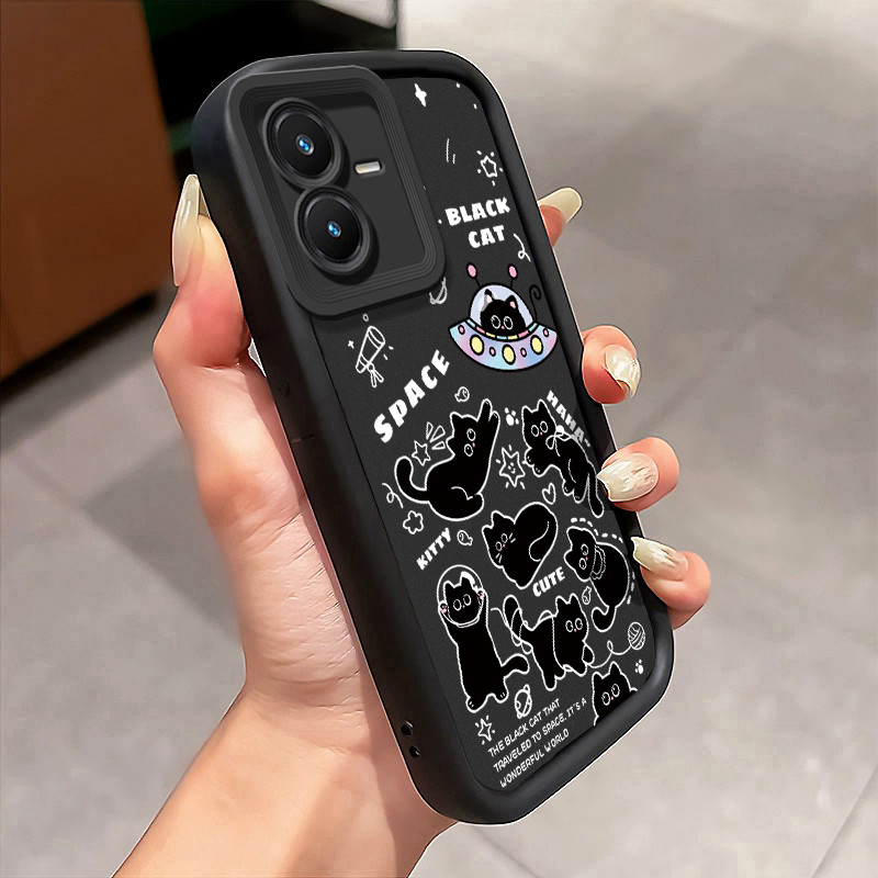 Casing Hp untuk VIVO Y22 Y22s Y22T Case Kucing UFO lucu Kasing gaya Limited Cesing tipis Kesing Sili