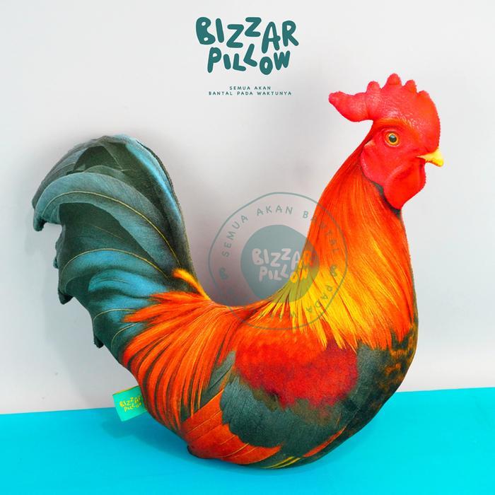 NEW Bizzarpillow Bantal Karakter Ayam Jago Cemani Size M BZ476