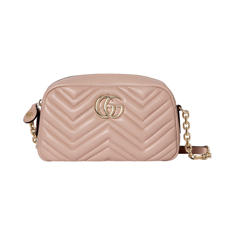 GG Marmont Small Supple Leather Camera Bag Pink Beige Lghw