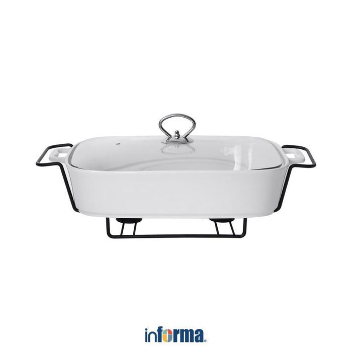 Sale Informa Appetite 38 Cm Casserole Penghangat Makanan Porcelain Rectangle - Putih Food Warmer