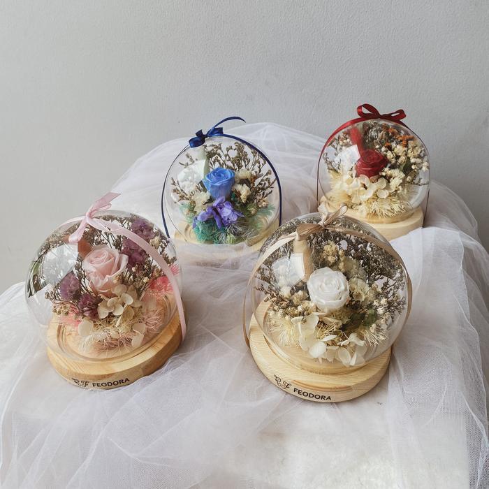 Sale- Flower Glass Dome, Bunga Gelas Dome, Dried Flower Dome, Bunga Kering D