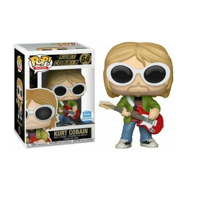Funko Pop ROCKS Singer KURT COBAIN 64# Cobain Musician 10cm PVC Exclusive Vinyl Action Figures