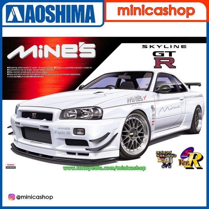 AOSHIMA 1/24 MINE'S SKYLINE GT-R BNR34 + 19IN BBS LM