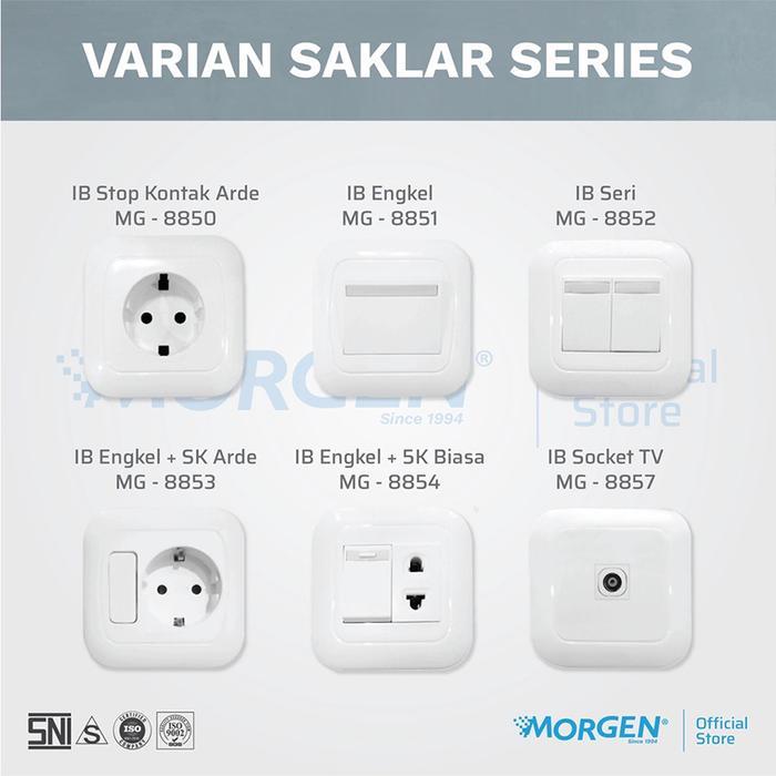 NEW Morgen Saklar MG-8853 Engkel + Stop Kontak Arde