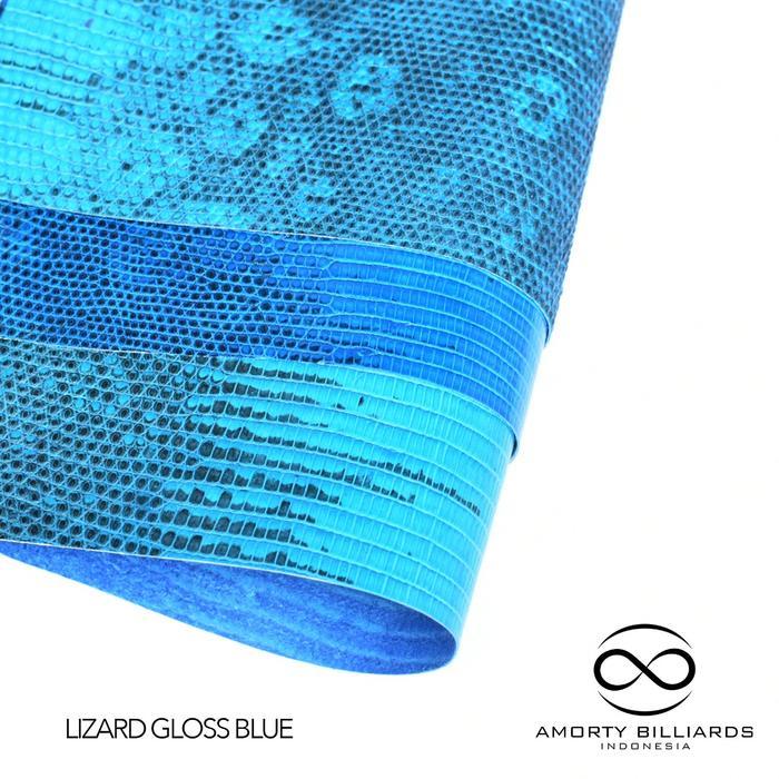 Genuine Lizard Leather Gloss Blue / Grip Butt Billiard