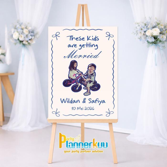TERLARIS Partyplannerkuu Wedding Sign / Welcome Sign Wedding Vintage Aesthetic Custom Nama / Foto Uk