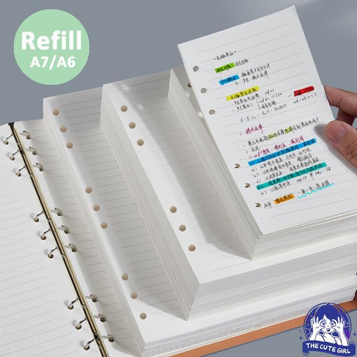 BARU A6/A7 refill notebook ISI BINDER KERTAS NOTEBOOK A6 A7 6 LUBANG 6 HOLE REFILL ISI ULANG RING 6