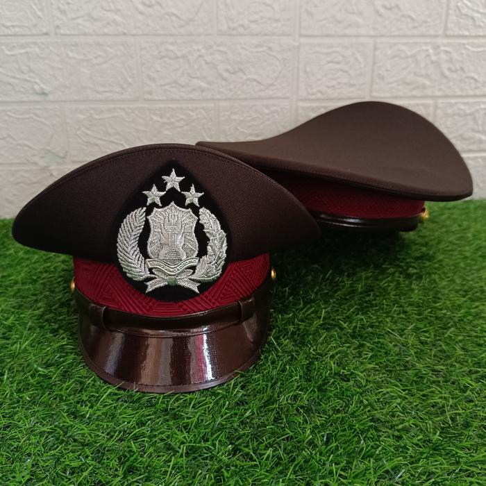 Topi Pet PDU Bintara POLRI / Pet Coklat Bintara Polri / Pet PDU Coklat Bintara Polri