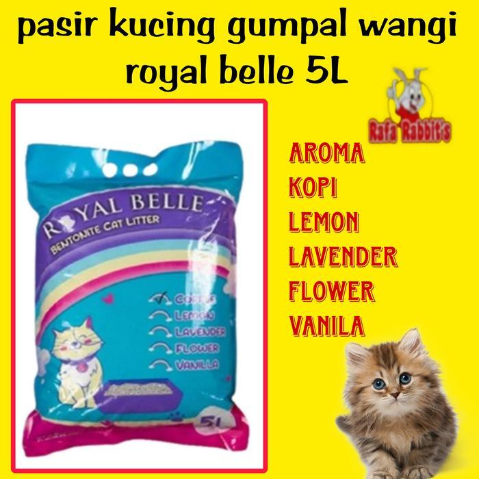 Royal Belle Pasir Kucing Gumpal Wangi 5L Aroma Kopi Lemon Lavender Flower Vanilla Khusus Gojek &