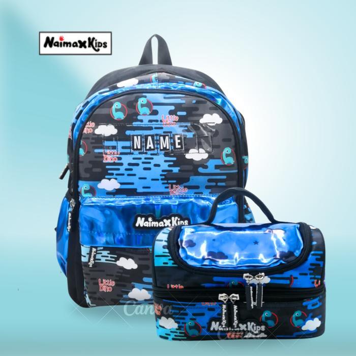Sekolah Naimax Kids Tas Sekolah Naimax Kids + Lunch Box Naimax Kids Robotic Anak Motif - Dino Blue K