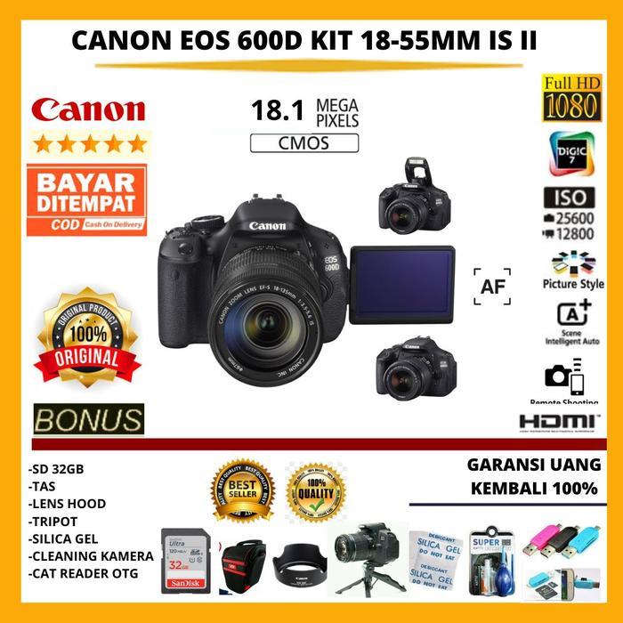 Canon Eos 600D Kit Lensa 18-55Mm Is Ll Free Accesories Kamera Terbaru 