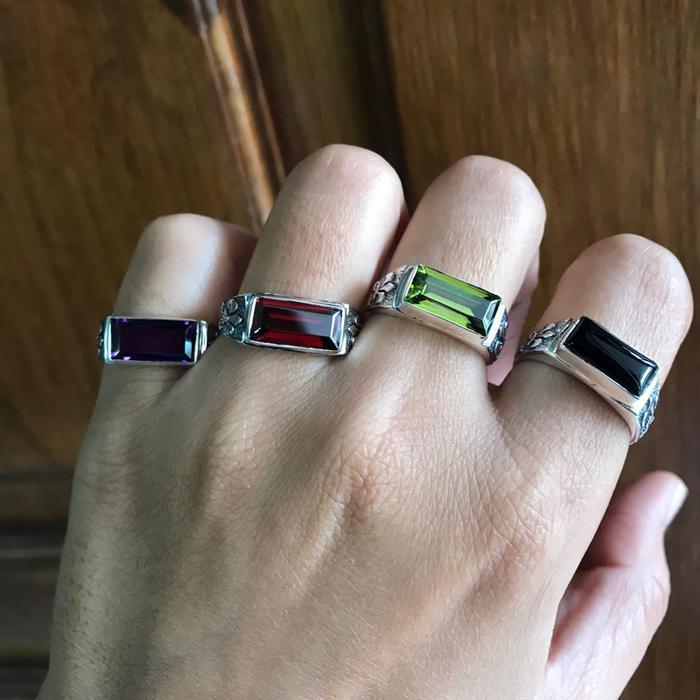 Virlokina- Cincin Ring Perak Silver Bali 925 Batu Natural Kotak Keris Pria Elegan Terbaru 